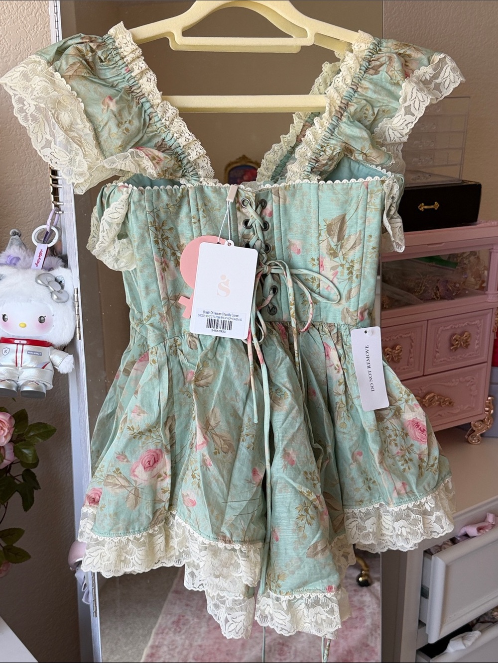 Selkie Floral Lace Ruffled Corset Dress - Mini - Picture 7 of 7